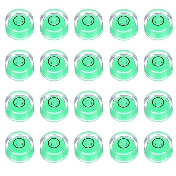 Uxcell 20pcs Circular Bubble Spirit Level 12x6mm Mini Round Bubble Spirit Level Little Measuring Layout Tool for TV Industrial Carpentry Picture Frame, Green/Black