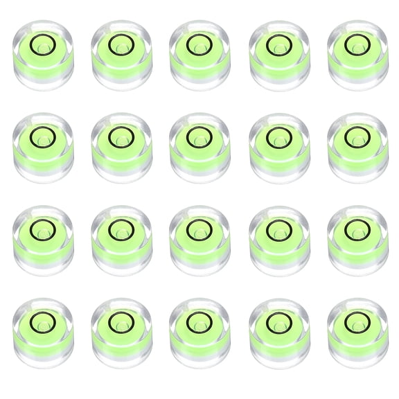 Uxcell 20pcs Circular Bubble Spirit Level 12x7.5mm Mini Round Bubble Spirit Level Little Measuring Layout Tools for TV Industrial Carpentry Picture Frame, Green/Black