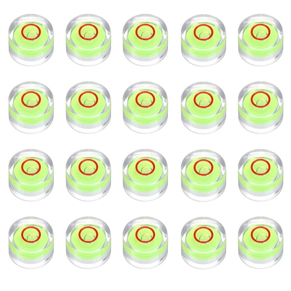 Uxcell 20pcs Circular Bubble Spirit Level 12x7.5mm Mini Round Bubble Spirit Level Little Measuring Layout Tools for TV Industrial Carpentry Picture Frame, Green/Red