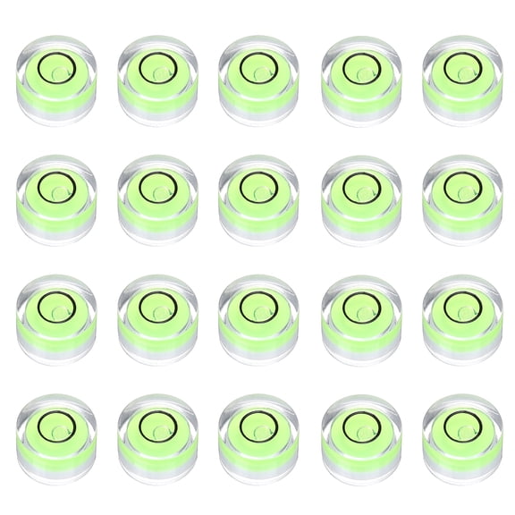Uxcell 20pcs Circular Bubble Spirit Level 12x7mm Mini Round Bubble Spirit Level Little Measuring Layout Tools for TV Industrial Carpentry Picture Frame, Green/Black