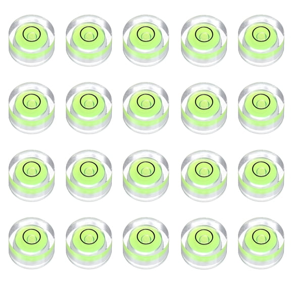 Uxcell 20pcs Circular Bubble Spirit Level 13x7mm Mini Round Bubble Spirit Level Little Measuring Layout Tools for TV Industrial Carpentry Picture Frame, Green/Black