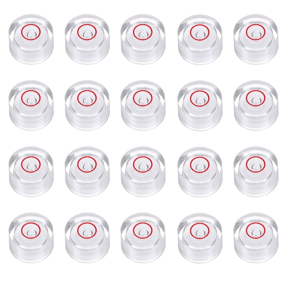 Uxcell 20pcs Circular Bubble Spirit Level 14x8mm Mini Round Bubble Spirit Level Little Measuring Layout Tools for TV Industrial Carpentry Picture Frame, White/Red