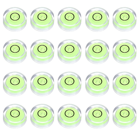 Uxcell 20pcs Circular Bubble Spirit Level 15x6mm Mini Round Bubble Spirit Level Little Measuring Layout Tools for TV Industrial Carpentry Picture Frame, Green/Black