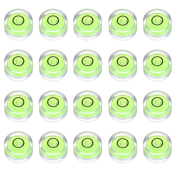 Uxcell 20pcs Circular Bubble Spirit Level 15x8mm Mini Round Bubble Spirit Level Little Measuring Layout Tools for TV Industrial Carpentry Picture Frame, Green/Black