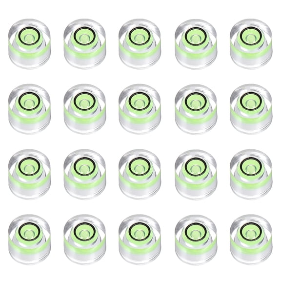 Uxcell 20pcs Circular Bubble Spirit Level 8x5.5mm Mini Round Bubble Spirit Level Little Measuring Layout Tools for TV Industrial Carpentry Picture Frame, Green/Black