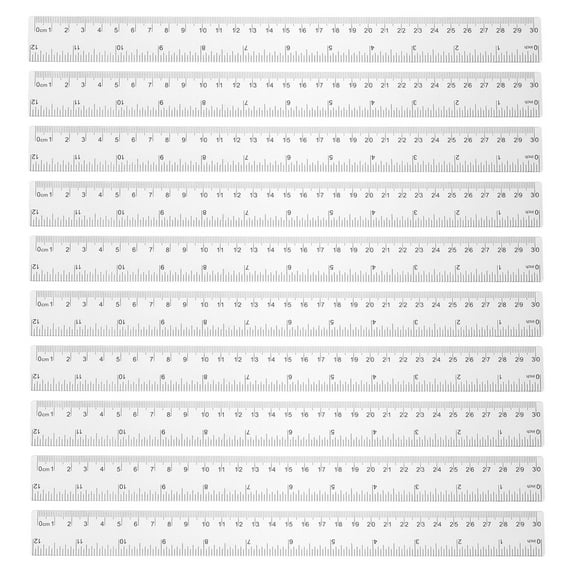 Uxcell 20pcs Clear Plastic Ruler 30cm / 1.18" Straight End Ruler with Black Scale Mark