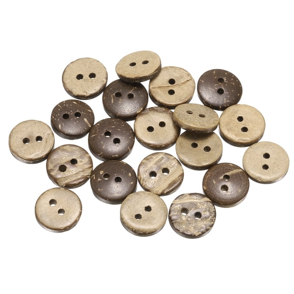 Uxcell 20pcs Coco Shell Buttons 10mm Sewing Crafts Replacement Round Button for Clothing Decoration DIY Accessories,Brown