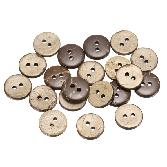 Uxcell 20pcs Coco Shell Buttons 12.5mm Sewing Crafts Replacement Round Button for Clothing Decoration DIY Accessories,Brown