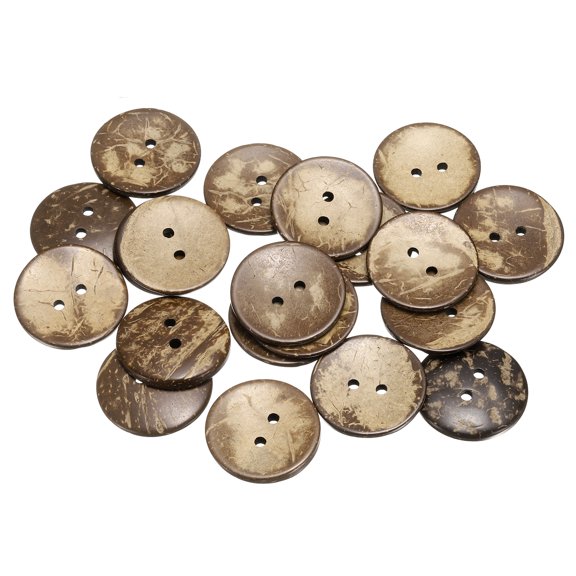 Uxcell 20pcs Coco Shell Buttons 38mm Sewing Crafts Replacement Round Button for Clothing Decoration DIY Accessories,Brown
