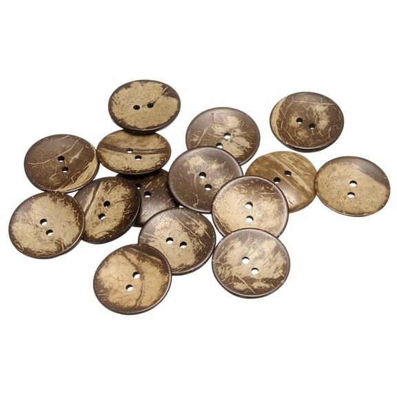 Uxcell 20pcs Coco Shell Buttons 45mm Sewing Crafts Replacement Round Button for Clothing Decoration DIY Accessories,Brown