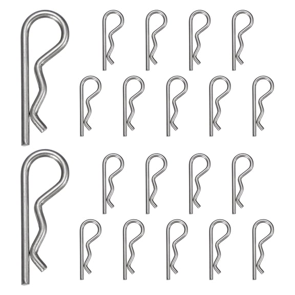 Uxcell 20pcs Cotter Pins (M3 x 45mm) - Heavy Duty R Clips Hitch Pin Clip Hardware Pins 304 Stainless Steel Spring Fasteners, for Trailer/Lawn Mowers/Tractor/Truck