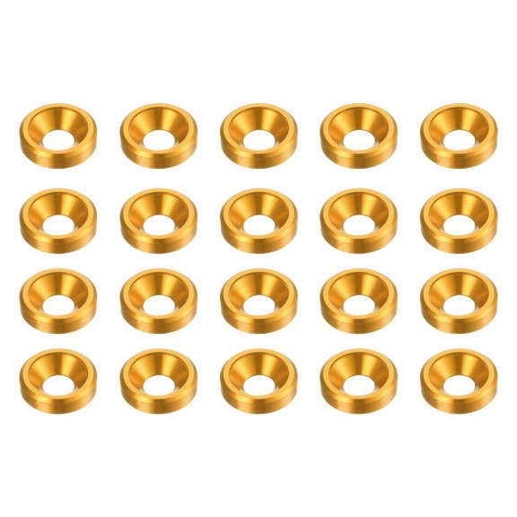 Uxcell 20pcs Countersunk Washer M3 Anodized Aluminum Alloy Finishing Washers, Golden