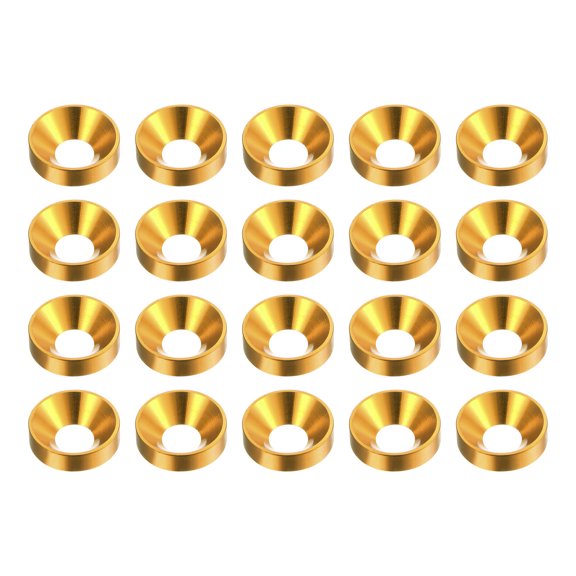 Uxcell 20pcs Countersunk Washer M4 Anodized Aluminum Alloy Finishing Washers, Golden