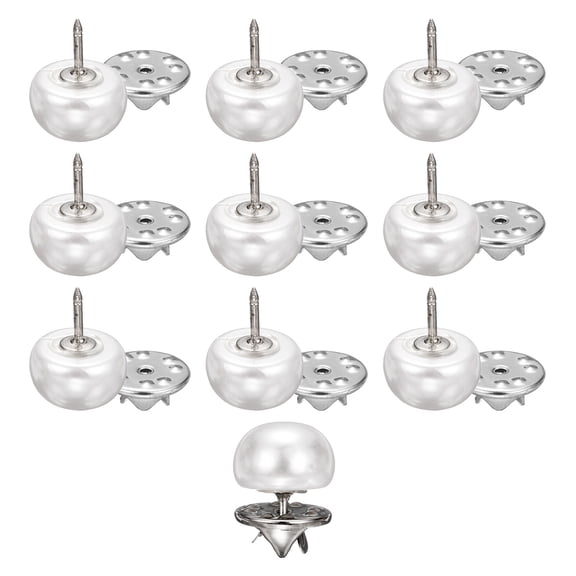 Uxcell 20pcs Cream White No Sew Pearl Buttons 12mm Cover Up Pins Removable Reusable Craft Button for Shirt Dress DIY Crafts Clothes Decoration