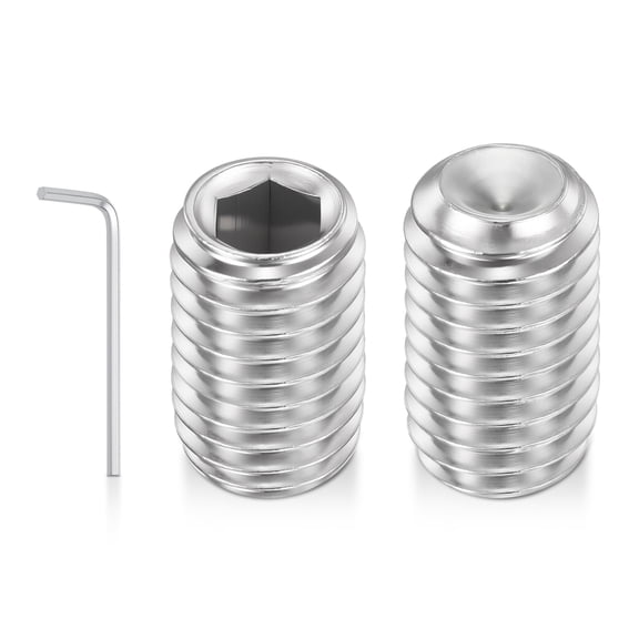 Uxcell 20pcs Cup Point Hex Socket Set Screws - [M8-1.25x14mm] 18-8 Stainless Steel Headless Allen Head Grub Set Screw with Hex Key Wrench for Door Handles, Bathroom Fixture & Towel Rack