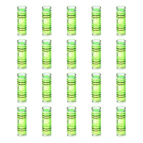 Uxcell 20pcs Cylindrical Bubble Spirit Level Vials 9.5x30mm Mini Horizontal Bubble Spirit Level Little Measuring Layout Tools for Industrial Carpentry Picture Frame, Green