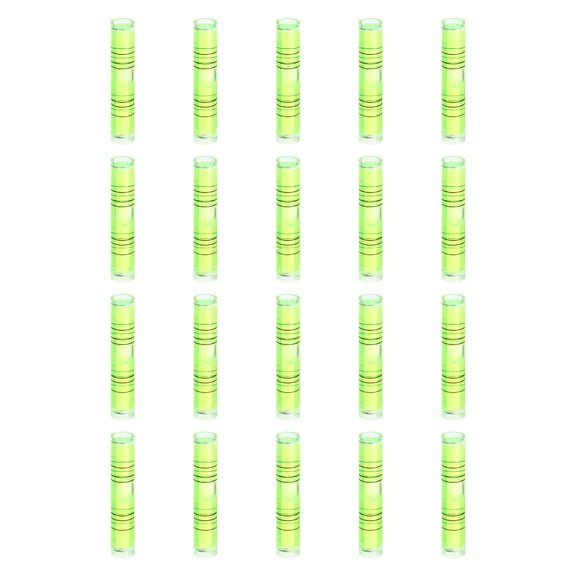 Uxcell 20pcs Cylindrical Bubble Spirit Level Vials 9x50mm Mini Horizontal Bubble Spirit Level Little Measuring Layout Tools for Industrial Carpentry Picture Frame, Green
