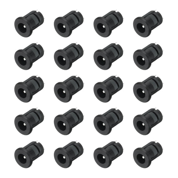 Uxcell 20pcs DC5525 Power Jack, 30V 0.5A 5.5x2.5mm 2 Pin DC Power Female Panel Mounting Connector Socket with Metal Nut Washer for Electronics Devices, Black 12x12x18.5mm