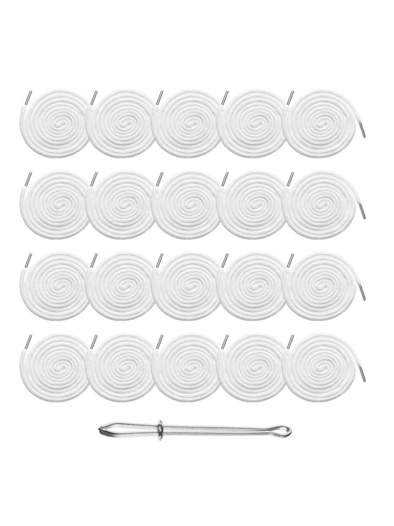 20pcs Drawstring Cords 51" Replacement Drawstring Hoodie String Sewing Tool with Easy Threader for Hoodie Sweatpants Jackets Pants Hats Coats Bags, White
