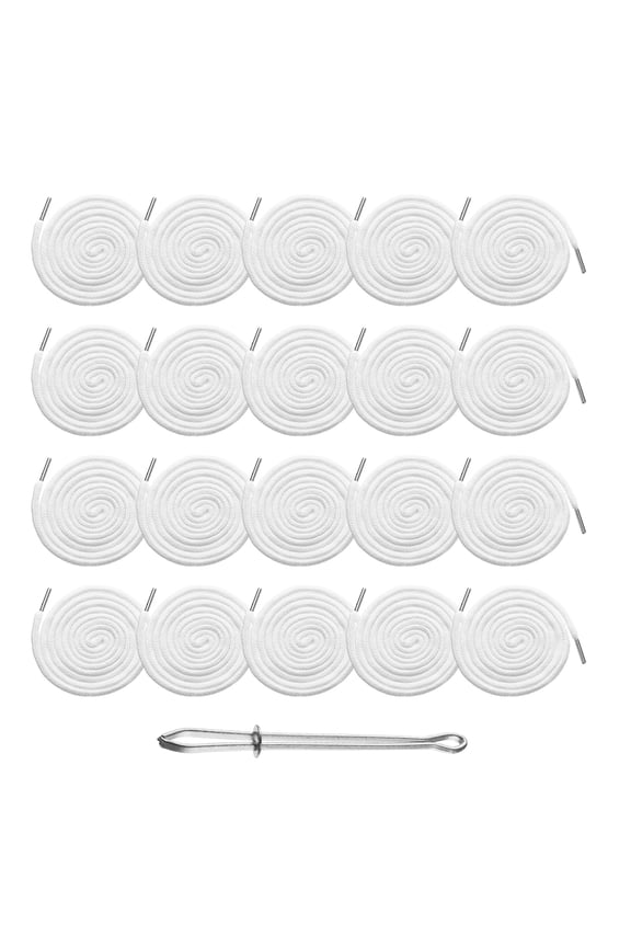 20pcs Drawstring Cords 51" Replacement Drawstring Hoodie String Sewing Tool with Easy Threader for Hoodie Sweatpants Jackets Pants Hats Coats Bags, White