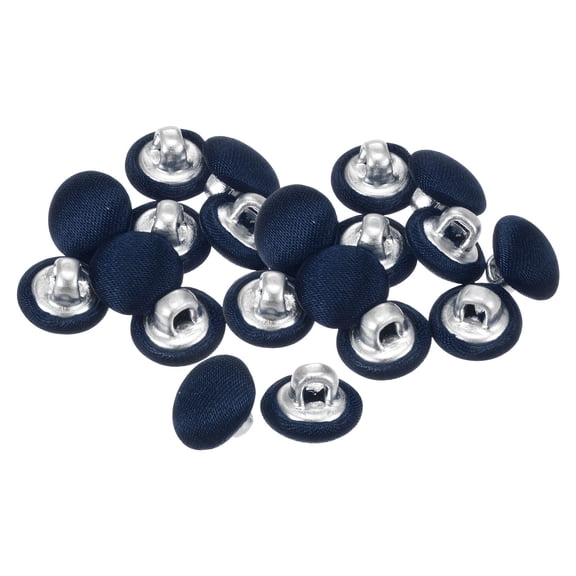 Uxcell 20pcs Fabric Cloth Covered Button 10mm Round Metal Sewing Buttons for Suits Blouses Sweaters, Navy Blue