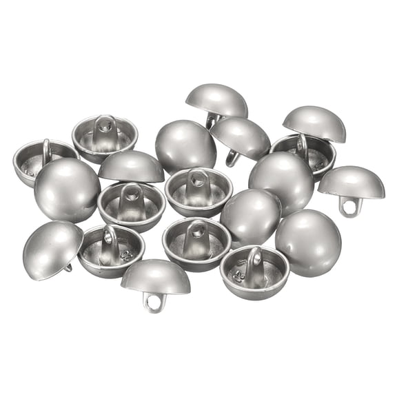Uxcell 20pcs Hal-Domed Metal Sewing Buttons, 12.5mm / 1/2" Half Round Mushroom Pearl Cap Metal Buttons for Blazer Suit, Coat, Misty Silver