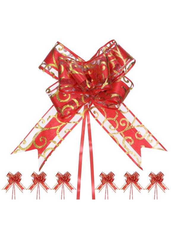 20pcs Large Pull Bow 8 Inch Bows for Wedding Baskets Decorations, Gold Tone