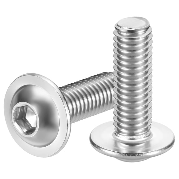 Uxcell 20pcs M8-1.25x25mm 304 Stainless Steel Flanged Button Head Socket Cap Screws, Allen Socket Drive Bolt Fasteners for Automotive, Furniture Repair & Equipment Fixes, Silver