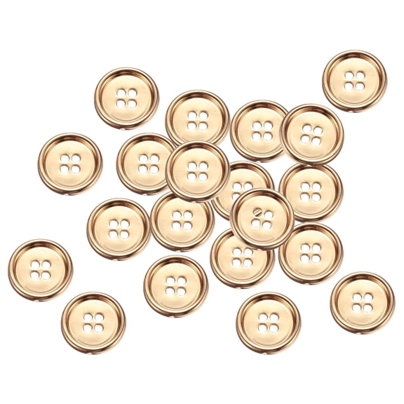 Uxcell 20pcs Metal Sewing Button, 20mm 4-Hole Round Suit Shirts Coats Clothes Sewing Buttons for Decoration Craft, Gold
