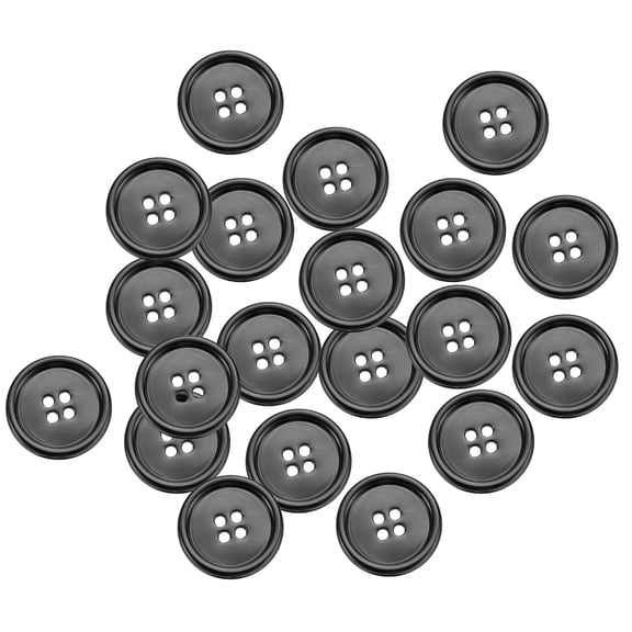 Uxcell 20pcs Metal Sewing Button, 25mm 4-Hole Round Suit Shirts Coats Clothes Sewing Buttons for Decoration Craft, Gunmetal