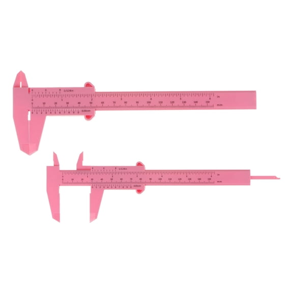 Uxcell 20pcs Mini Plastic Vernier Caliper 150mm/6" Double Scale Metric Inch Sliding Gauge Measuring Tool Ruler, Pink