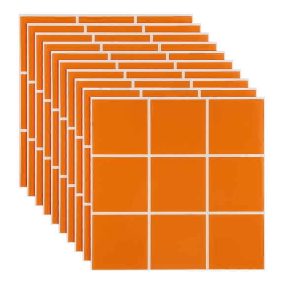 Uxcell 20pcs Peel and Stick Backsplash Tiles 11.8"x11.8" PVC Wall Marble Tiles Thickened Marble Texture Self-Adhesive Tiles Sticker Wallpaper Wall for Kitchen Bathroom, Orange/White