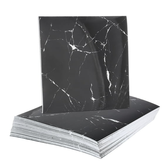 Uxcell 20Pcs Peel and Stick Marble Tiles, Waterproof Wall Panel Backsplash, 11.81"x11.81" Peel and Stick Shower Tiles for Bathroom, Black and White Root Design