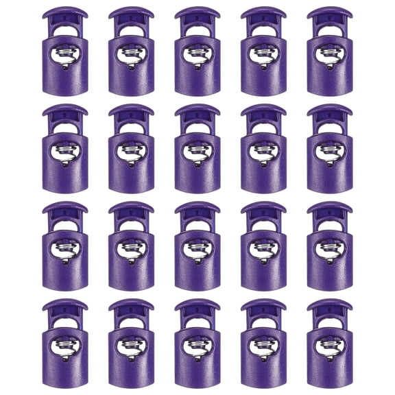 Uxcell 20pcs Plastic Cord Locks Single Hole Spring Toggle Stopper Clip Elastic Clasp Lock Fastener for Drawstring, Paracord, Dark Purple