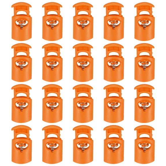 Uxcell 20pcs Plastic Cord Locks Single Hole Spring Toggle Stopper Clip Elastic Clasp Lock Fastener for Drawstring, Paracord, Orange