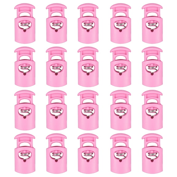 Uxcell 20pcs Plastic Cord Locks Single Hole Spring Toggle Stopper Clip Elastic Clasp Lock Fastener for Drawstring, Paracord, Pink
