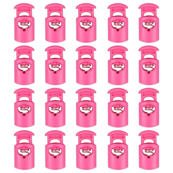 Uxcell 20pcs Plastic Cord Locks Single Hole Spring Toggle Stopper Clip Elastic Clasp Lock Fastener for Drawstring, Paracord, Rose Red