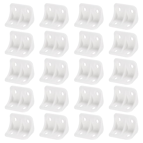 Uxcell 20pcs Plastic Corner Braces 36 x 24 x 24mm L-Shape 90 Degree Right Angle Brackets Corner Braces for Furniture Support Chairs Wood Shelf Cabinets Box, White