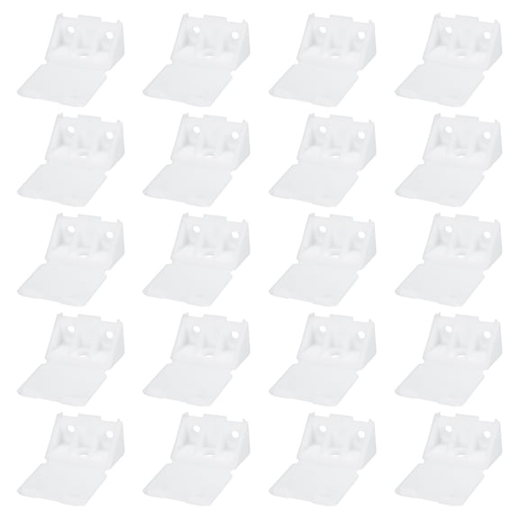 Uxcell 20pcs Plastic Corner Braces 43 x 23 x 23mm L-Shape 90 Degree Right Angle Brackets Corner Braces with Cover for Furniture Support Chairs Wood Shelf Cabinets Box, White