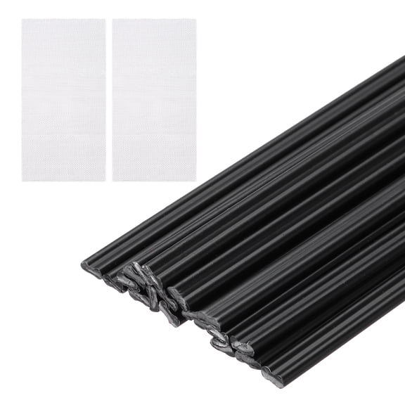 Uxcell 20pcs Plastic Welding Rods, 10 Inch PE Welding Repair Strips Welder Rods with Reinforcing Mesh for Car Bumpers, Kayak Repair, Plastic Welder, Black