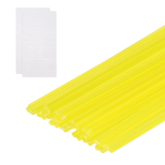 Uxcell 20Pcs Plastic Welding Rods 20" PP Welding Repair Strips Welder Rods with Reinforcing Mesh Yellow