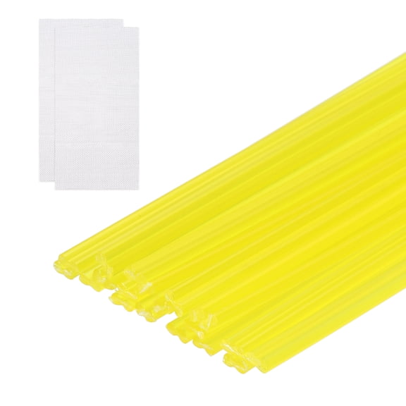 Uxcell 20Pcs Plastic Welding Rods 8" PP Welding Repair Strips Welder Rods with Reinforcing Mesh Yellow