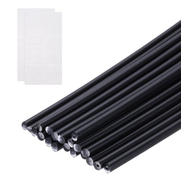 Uxcell 20pcs Plastic Welding Rods, 8 Inch PP Welding Repair Strips Welder Rods with Reinforcing Mesh for Kayak Repair, Car Bumpers, Plastic Welder, Black