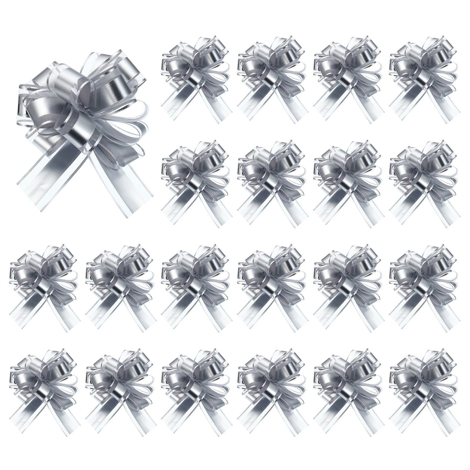 Uxcell 20pcs Pull Bows 6.3 Inches Wide Organza Ribbon Bows for Gift ...