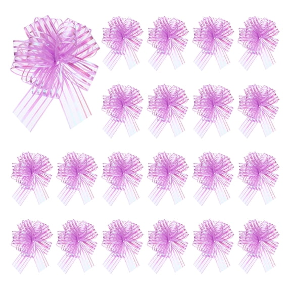 Uxcell 20pcs Pull Bows 6.3 Inches Wide Ribbon Gift Bow for Gift Wrapping Birthday Baskets Decoration Light Purple