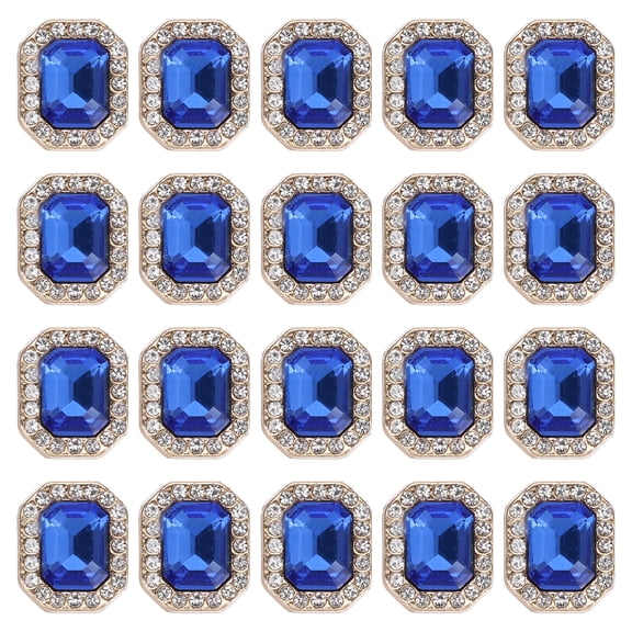 Uxcell 20pcs Rhinestone Buttons for Clothing, 0.5x0.4"(12x10mm) Rectangle Crystal Buttons Diamond Flowers Embellishments Sew on Bulk for Crafts DIY Sewing Jewelry Making, Peacock Blue