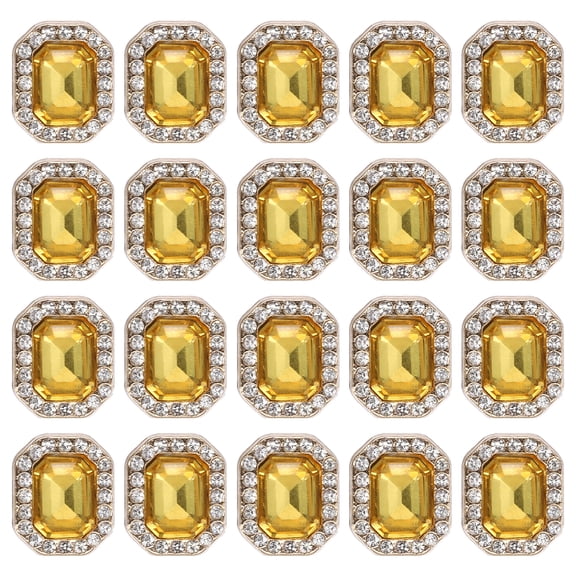 Uxcell 20pcs Rhinestone Buttons for Clothing, 0.5x0.4"(12x10mm) Rectangle Crystal Buttons Diamond Flowers Embellishments Sew on Bulk for Crafts DIY Sewing Jewelry Making, Light Gray