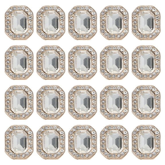 Uxcell 20pcs Rhinestone Buttons for Clothing, 0.5x0.4"(12x10mm) Rectangle Crystal Buttons Diamond Flowers Embellishments Sew on Bulk for Crafts DIY Sewing Jewelry Making, White