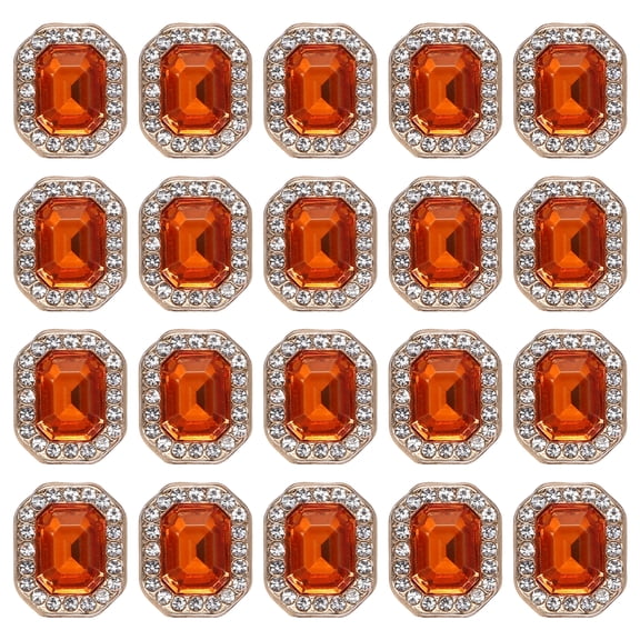 Uxcell 20pcs Rhinestone Buttons for Clothing, 0.5x0.4"(12x10mm) Rectangle Crystal Buttons Diamond Flowers Embellishments Sew on Bulk for Crafts DIY Sewing Jewelry Making, Orange