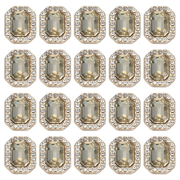 Uxcell 20pcs Rhinestone Buttons for Clothing, 0.5x0.4"(12x10mm) Rectangle Crystal Buttons Diamond Flowers Embellishments Sew on Bulk for Crafts DIY Sewing Jewelry Making, Light Yellow